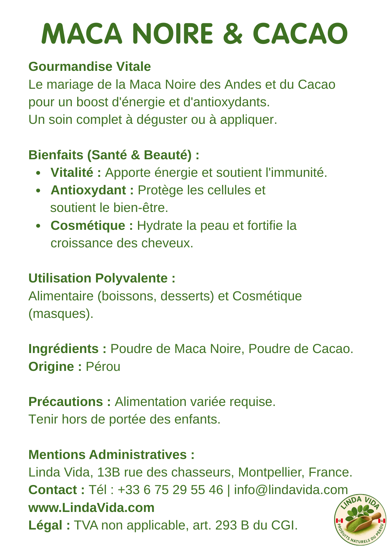 BLACK MACA & CACAO | Gourmet Energy & Beauty