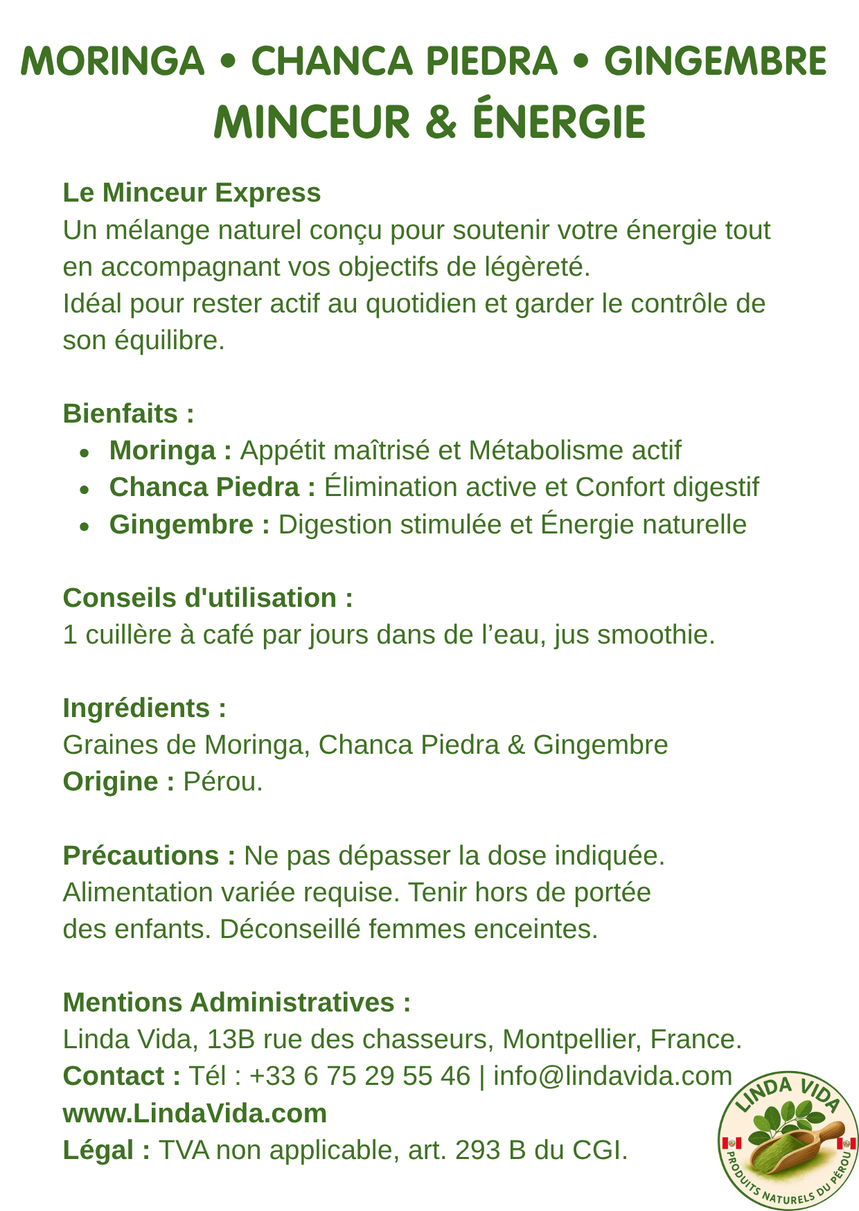 Booster Minceur Express |Moringa, Chanca Piedra & Gingembre