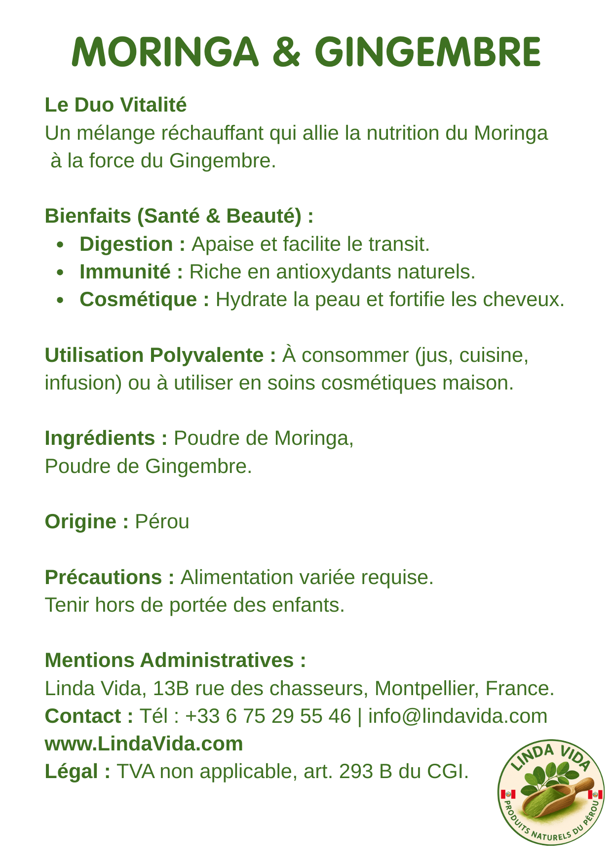 MORINGA &amp; GINGER | Digestion &amp; Energy