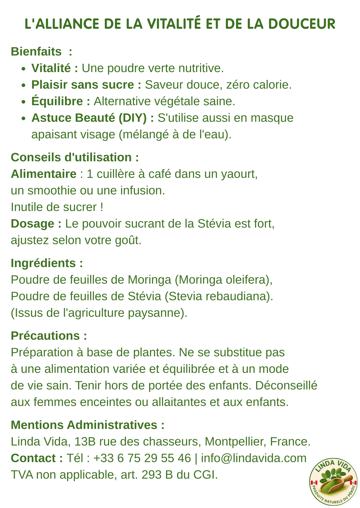 MORINGA &amp; STEVIA - Vitality &amp; Natural Softness 