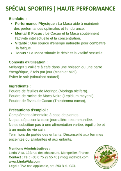 POWERLIFE - Sports blend: Moringa, Black Maca &amp; Cocoa